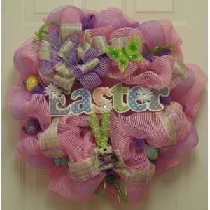  Mesh Easter Wreath with Easter Sign