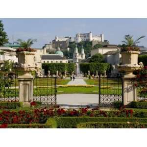 Mirabell Gardens and Schloss Hohensalzburg, Salzburg, Austria Premium 