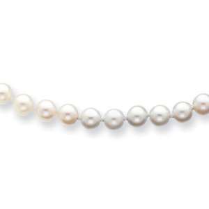   Gold 5 5.5mm White Akoya Saltwater Cultured Pearl Necklace Jewelry