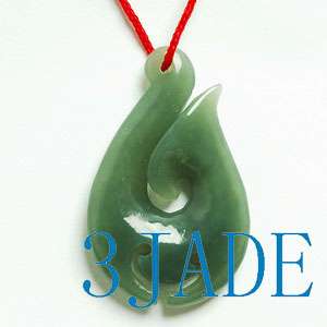 Natural Jade Nephrite Maori Fish Hook Hei Matau Pendant  