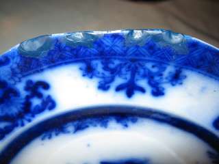   ANTIQUE PRIMITIVE AMOY DAVENPORT FLOW BLUE ART PLATE CHINA CHARGER