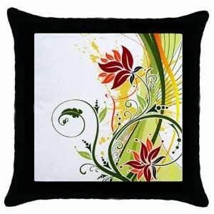  Red & Green Floral Throw Pillow Case