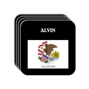 US State Flag   ALVIN, Illinois (IL) Set of 4 Mini Mousepad Coasters