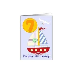  Happy 7th Birthday Sailboat Card Toys & Games