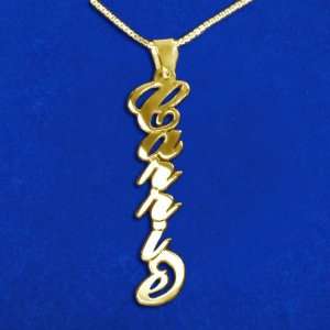    Vertical 18k Gold Plated Silver Carrie Style Name Necklace Jewelry