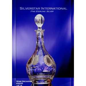   Beautiful Crystal Sterling Silver Wine Decanter