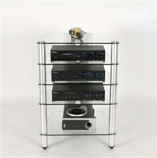 RTA Home & Office Glass and Aluminum Component Audio Rack  