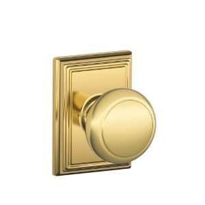   Polished Brass F Series Passage Andover Door Knobset with the Decorati