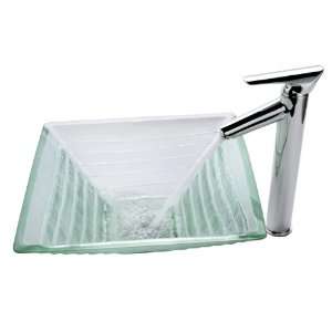    1800CH Clear Alexandrite Glass Vessel Sink and Decus Faucet, Chrome