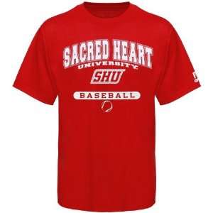  NCAA Russell Sacred Heart Pioneers Red Baseball T shirt 