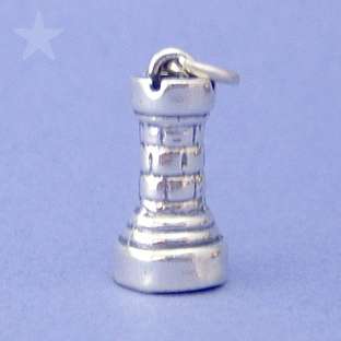 CHESS PIECE ROOK Sterling Silver Charm Pendant  