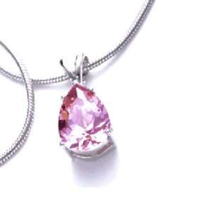 Stirling silver pendant with pink teardrop cubic zirconia, delicately 
