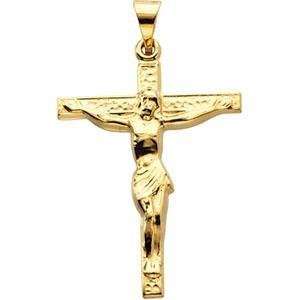 18K Yellow Gold Cross With Crucifix Pendant Jewelry