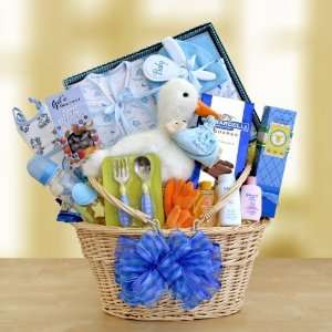California Delicious Special Stork Delivery Baby Boy Gift Basket 