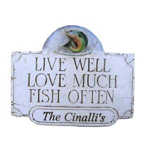 Personalized Live Well Love Much Fish Often Plaque 