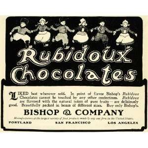  1904 Ad Rubidoux Chocolates Bishop Candy Sweets Cocoa 