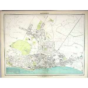  Bartholomew Map England 1891 Street Plan Eastbourne 