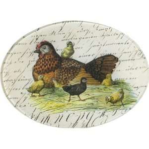  John Derian Rectangle Tray   Hens and Chicks Oval Tray 