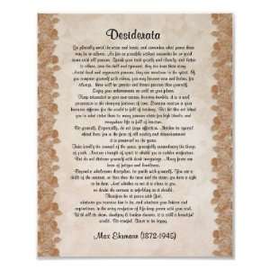  Desiderata desired things parchment floral Print