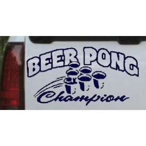 Navy 18in X 9.6in    Beer Pong Champion Funny College Car Window Wall 