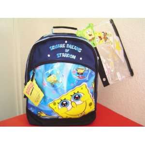 Spongebob Squarepants Embossed Backpack + Bonus 3 Ring Binder Pocket