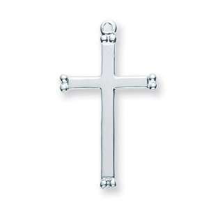 Plain Cross w/Beaded Ends & 18 Chain   Boxed St Sterling Silver Medal 