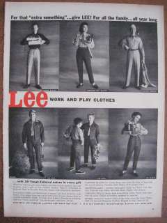 1956 Lee Denim Jeans Work and Play Clothes Ad  