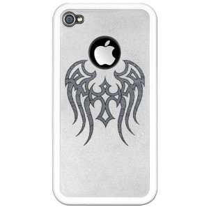    iPhone 4 or 4S Clear Case White Tribal Cross Wings 