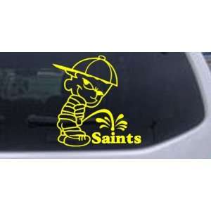 Pee On Saints Car Window Wall Laptop Decal Sticker    Yellow 10in X 9 