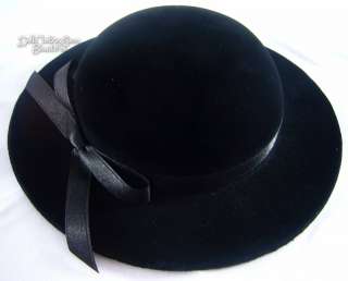 Doll Clothes fits American Girl Black Velvet Derby Hat  