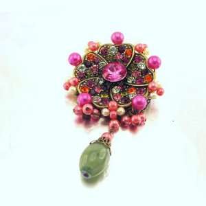    Brooch french touch Les Romantiques fuchsia green. Jewelry