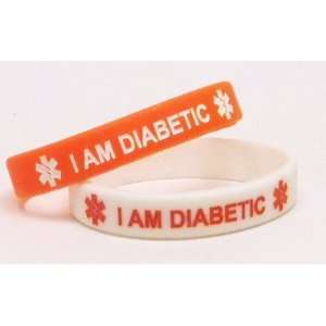 Silicone Diabetic Bracelet, 2 Pack, Red and White (8 Inches) Large 