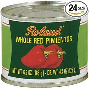 Roland Whole Red Pimientos, 7 Ounce Cans (Pack of 24)  