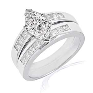  4 Ct Marquise Cut Diamond Engagement Wedding Rings Set 14K 