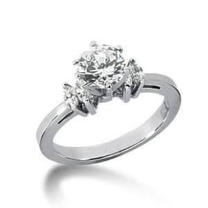  0.85 Ct Diamond Engagement Ring Marquise Prong Three Stone 