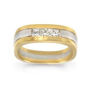 Mens Diamond Ring   Mens 18k Gold Two Tone Diamond Ring (0.65 ct. tw 