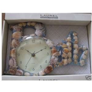  Ocean Blue Bath Clock Embeded in Tropical Seashells