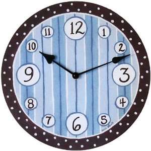  Sherri Blum Blue and Brown Wooden Wall Clock