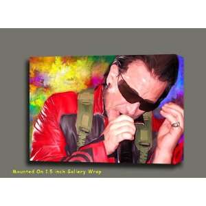 BONO U2 PORTRAIT MIXED MEDIA PAINTING ON CANVAS MOUNTED W GALLERY WRAP 
