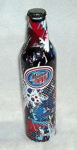 NEW SEALED 2008 MOUNTAIN DEW 4TH OF JULY ALUMINUM BOTTLE GREEN LABEL 