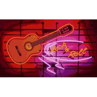  Rock and Roll Acoustic Guitar Neon Sign Automotive