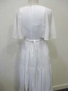vtg 70s White Maxi Peasant Dress  