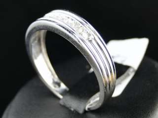   MENS WHITE GOLD ROUND CUT CHANNEL SET DIAMOND WEDDING BAND RING 1/4 CT