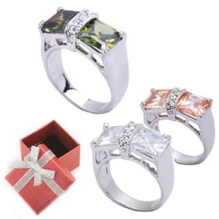 10ct Princess Cut CZ Rhodium Plated Ring in 6 7 or 8  