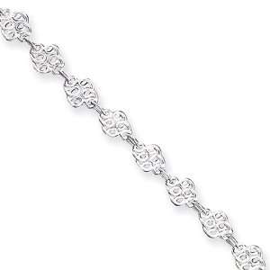  Diamond Shaped Filigree Anklet in Sterling Silver, 10 inch 