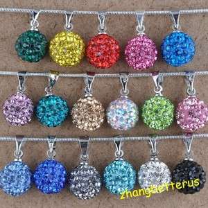 Austrian Crystal Rhinestone Pave Disco Ball Beads Necklace Pendants 
