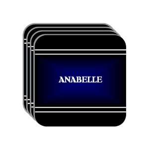 Personal Name Gift   ANABELLE Set of 4 Mini Mousepad Coasters (black 