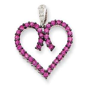  14k White Gold Pink Sapphire & Diamond Pendant Jewelry
