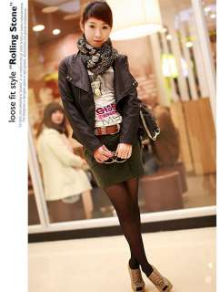   Trendy Korean Women Charming Zip PU Leather Slim Jacket Coat Outerwear