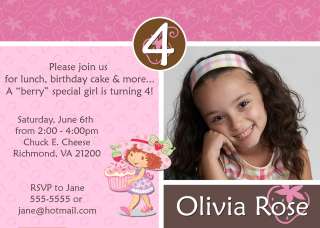 Custom Photo Strawberry Shortcake Birthday Invitations  UPrint  